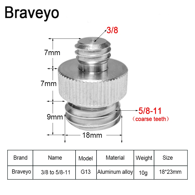 1/4 3/8 to 5/8-11 Coarse Teeth Screw Tripod Adapter for Level Bracket Green Light Infrared Mini Surveying and Mapping Instrument