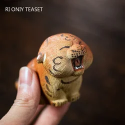 Chinese Zodiac Tiger Statue Ornaments Yixing Purple Clay Tea Pet Handmade Sculpture Tea Figurine Crafts Tea Set Decoration