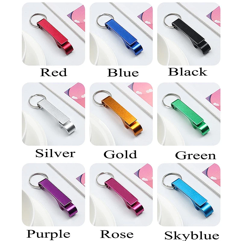 200Pcs Beer Bottle Openers Colored Bottle Opener Keychain Aluminum Alloy Colorful Mini Pocket Beer Beverage Opener