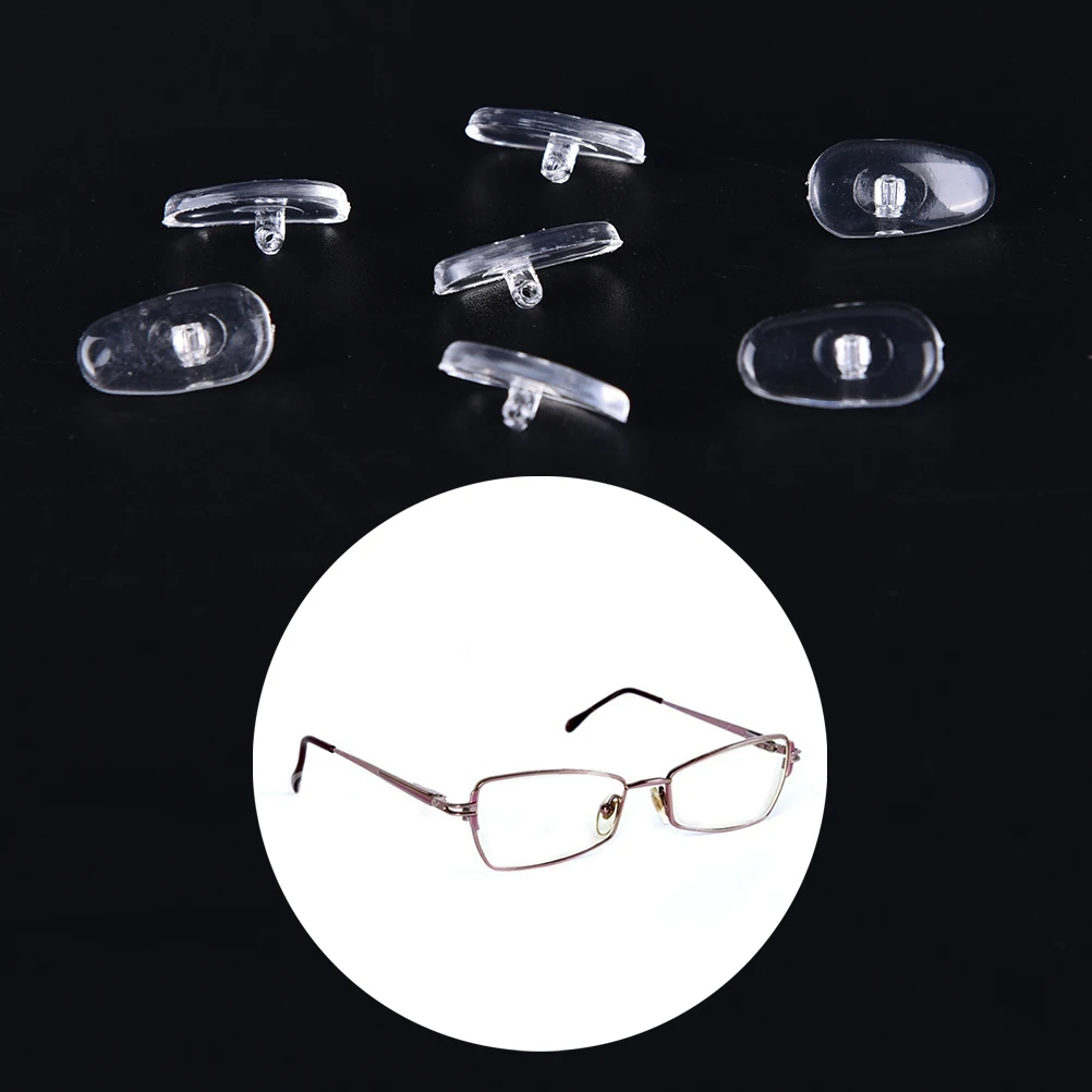 50 Pairs Screw-On Oval Silicone Nose Pads for Glasses Eyeglass