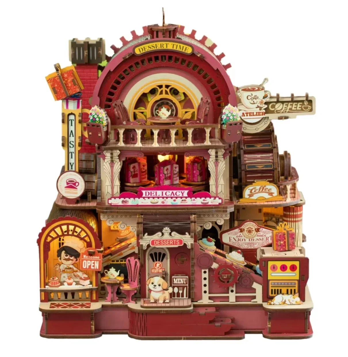 Wholesale Customization DIY Wooden Lighting Assembly Model William Castle Bookend Toy Handcrafted Mini House