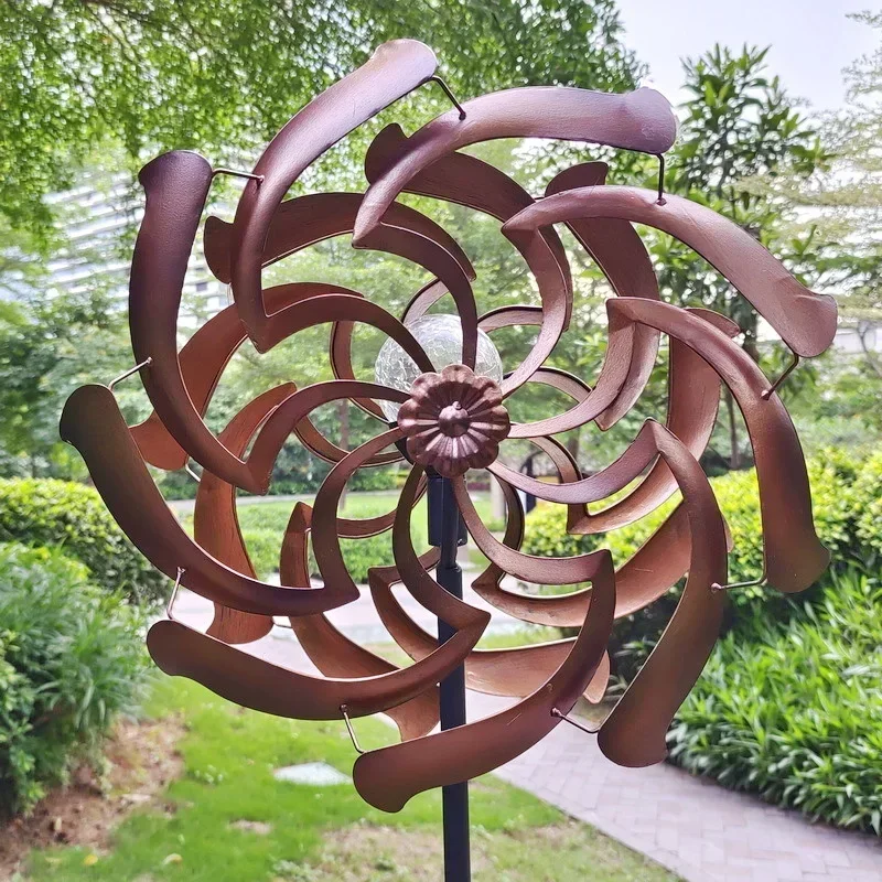 Courtyard, scenic hot-selling handicrafts, posing props, six-color changing color lights, wrought iron metal windmill