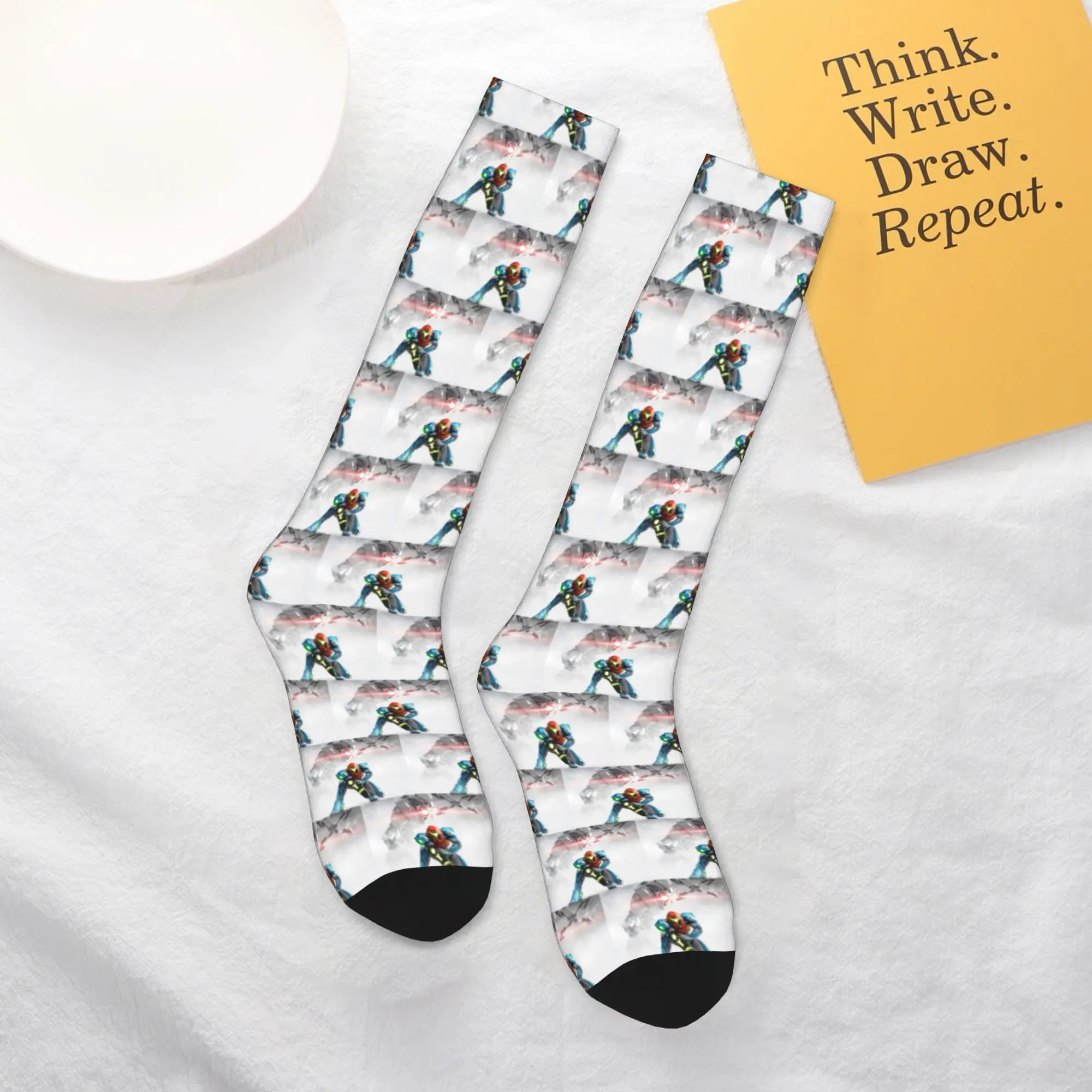 

All Seasons Crew Stockings Metroid Socks Harajuku Funny Hip Hop Long Socks Accessories for Men Women Birthday Present