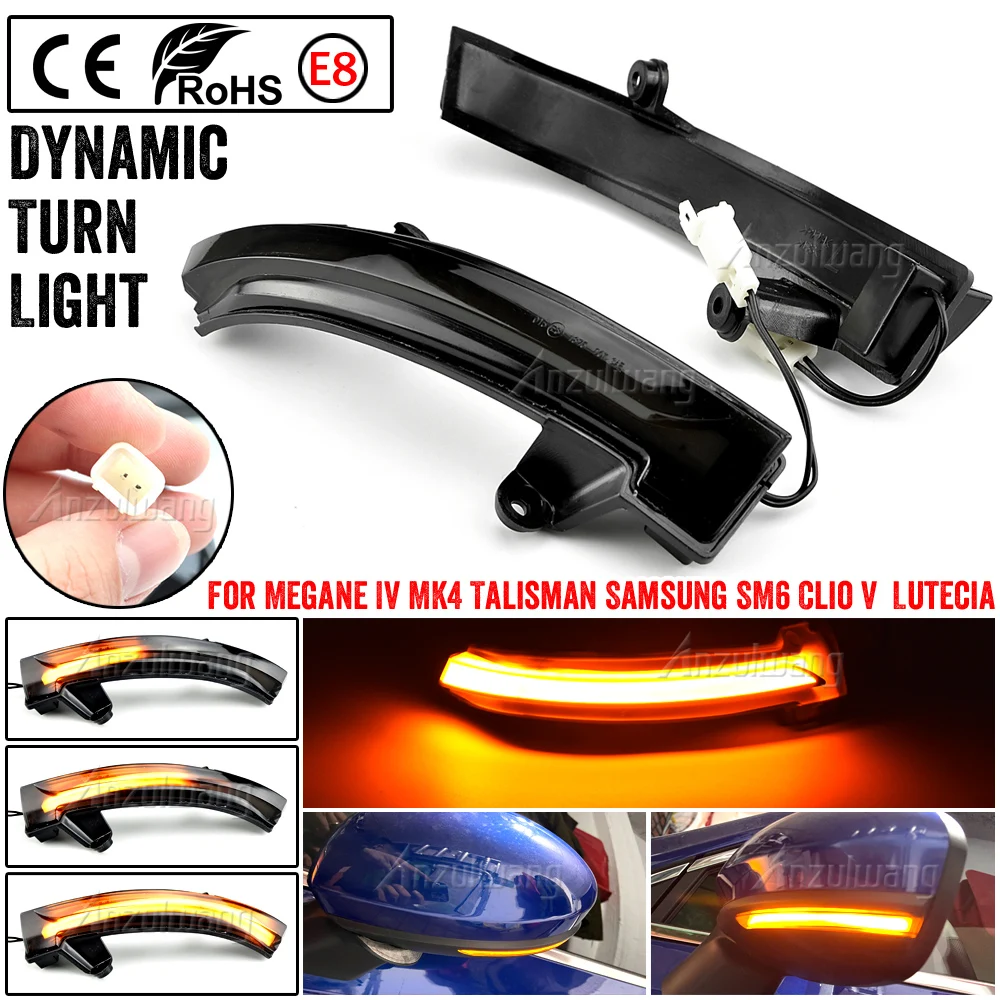 Dynamic Blinker LED For Renault Megane 4 IV Talisman Clio 5 V Turn Signal Light Side Mirror Indicator Lamp