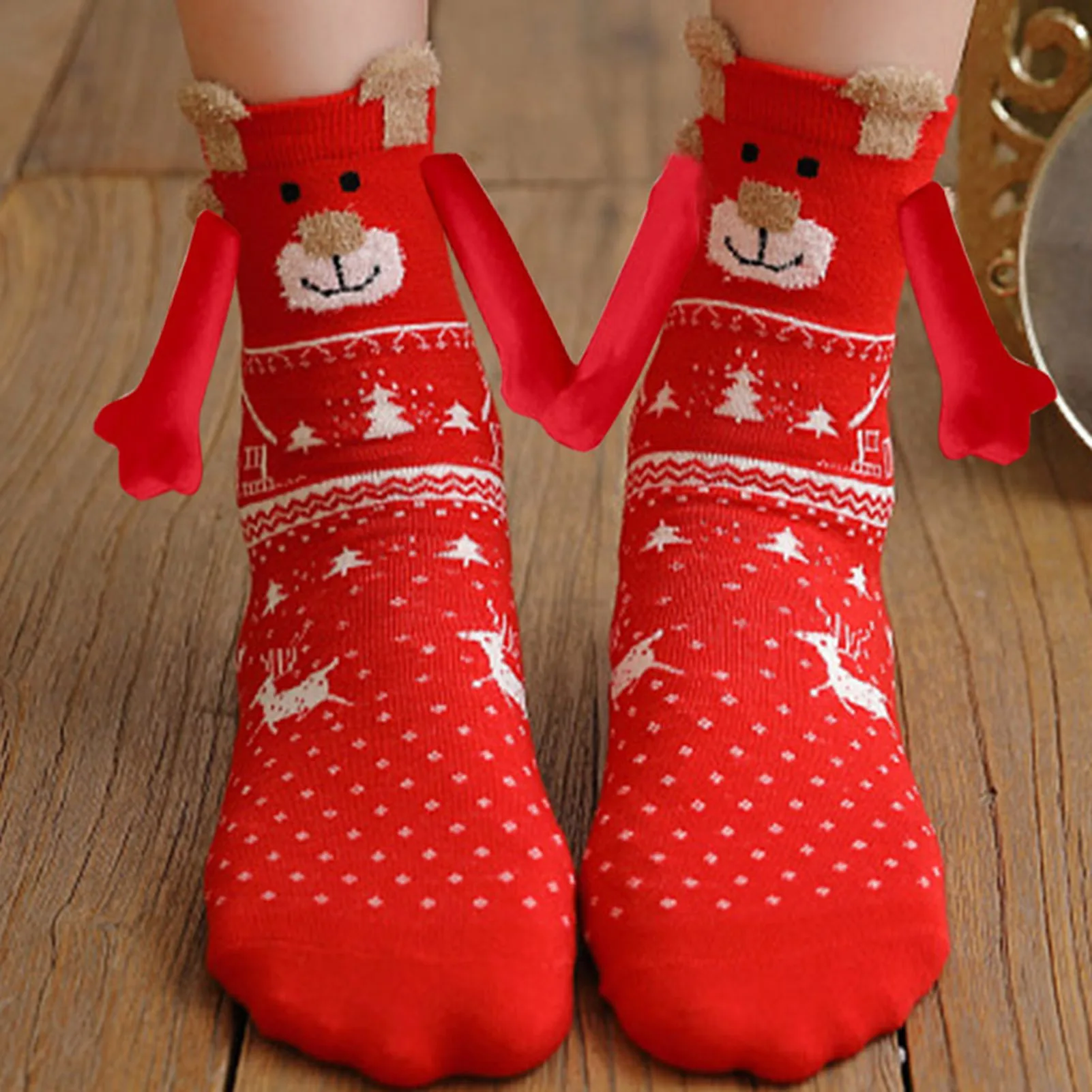 Calcetines de mano de Navidad para parejas, divertido, creativo, atracción magnética, para él y ella