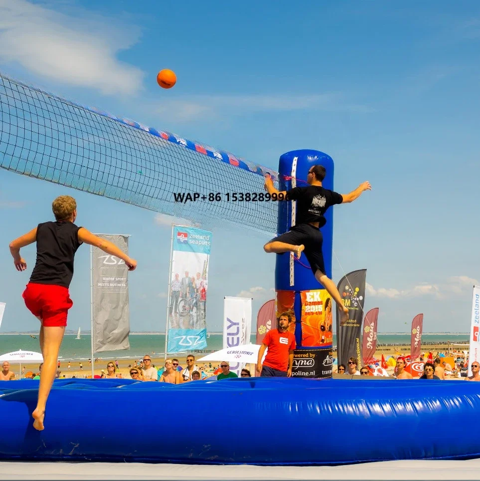 Factory Price Customized Sport Game with air Blower Volleyball Court Jump Inflatable Bossaball