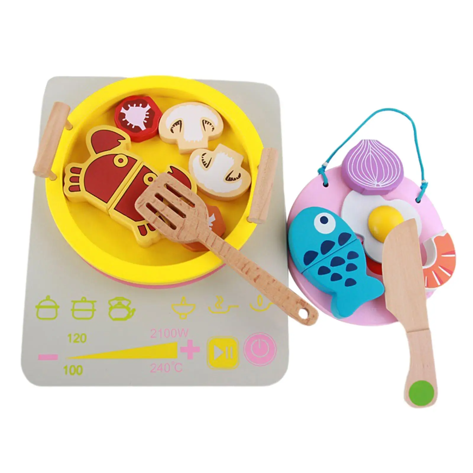 Ensemble d'accessoires de cuisine en bois pour enfants, jouet avec casseroles, ustensiles de cuisine pour tout-petits, cadeau d'anniversaire pour garçons et filles