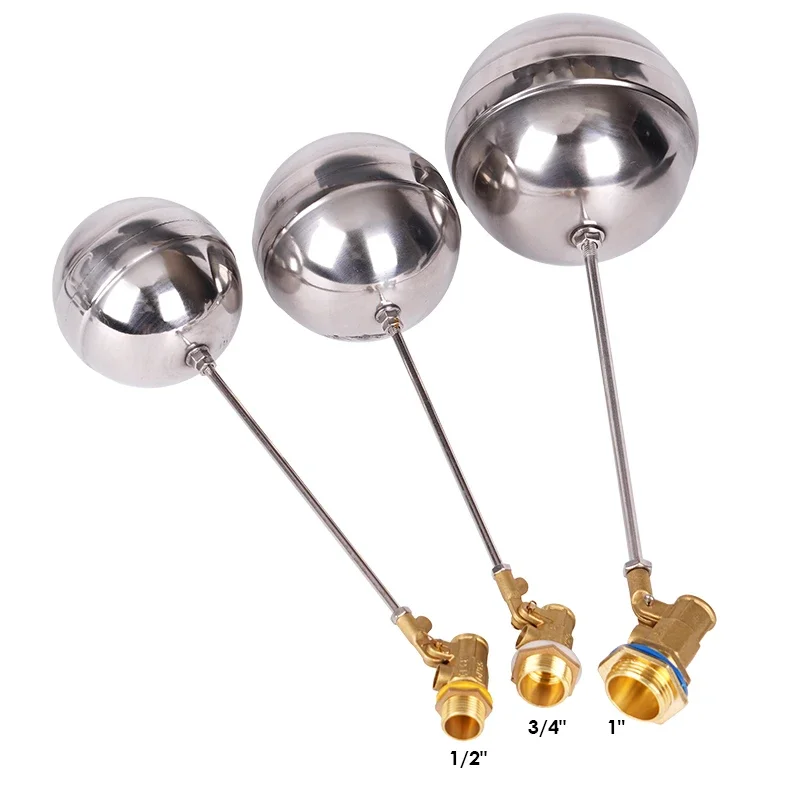 

1/2" 3/4" 1" Brass Float Valve Cold and Hot Water Tank Floating Ball Valve SS201 Stem Flow Control Cistern/Expansion Tanks