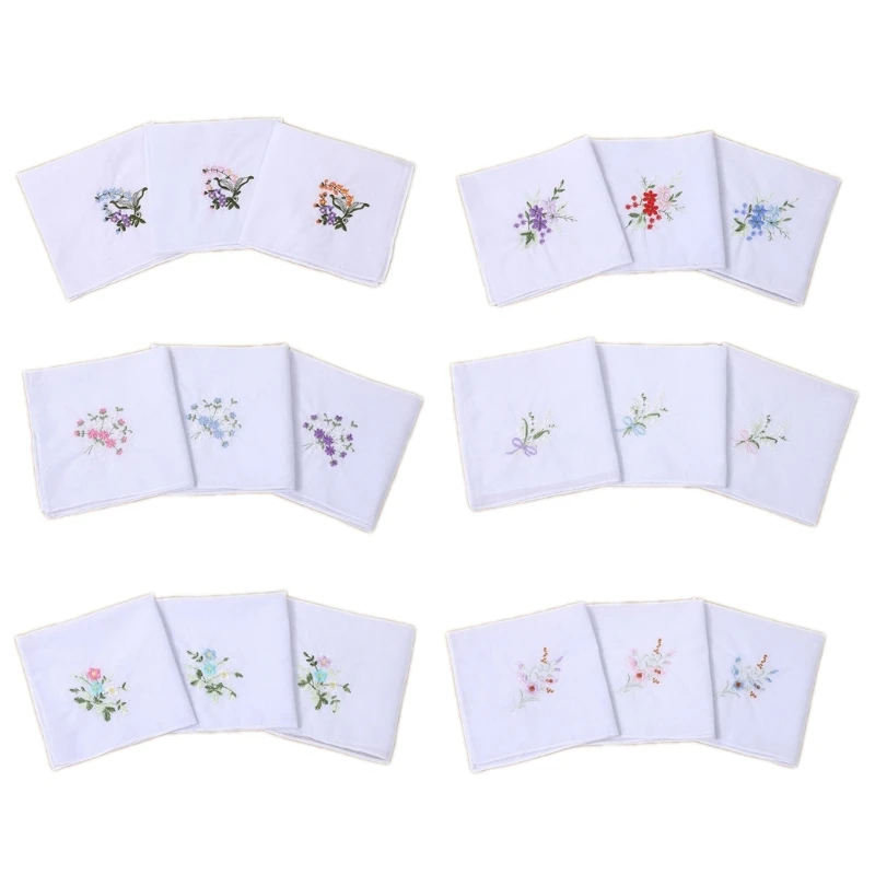 12packs Durability Washable Handkerchiefs Craftsmanship Collectible Hankies M6CD