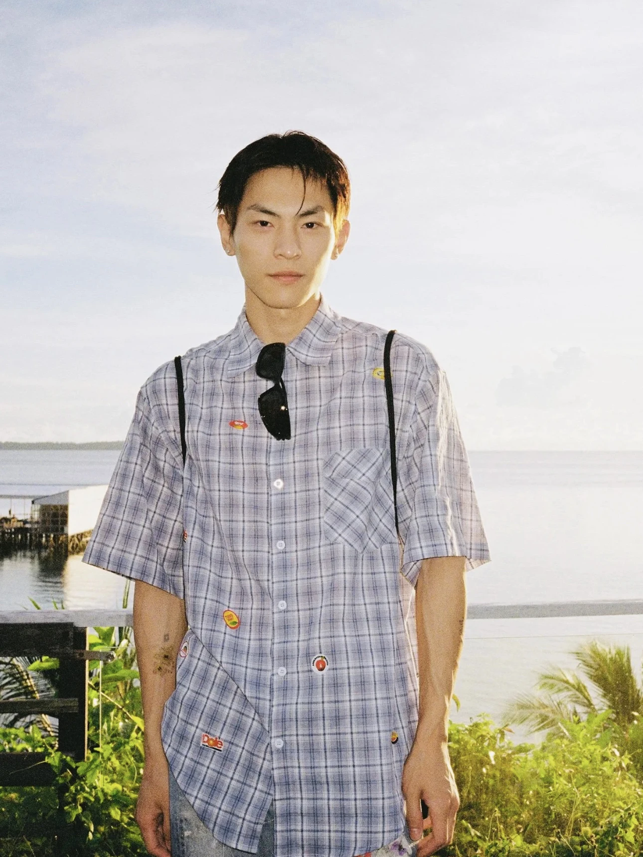 

American Sle Fruit Stier Plaid ort Sve Loose Casual irt Мужская летняя винтажная маленькая партия f Sve irt