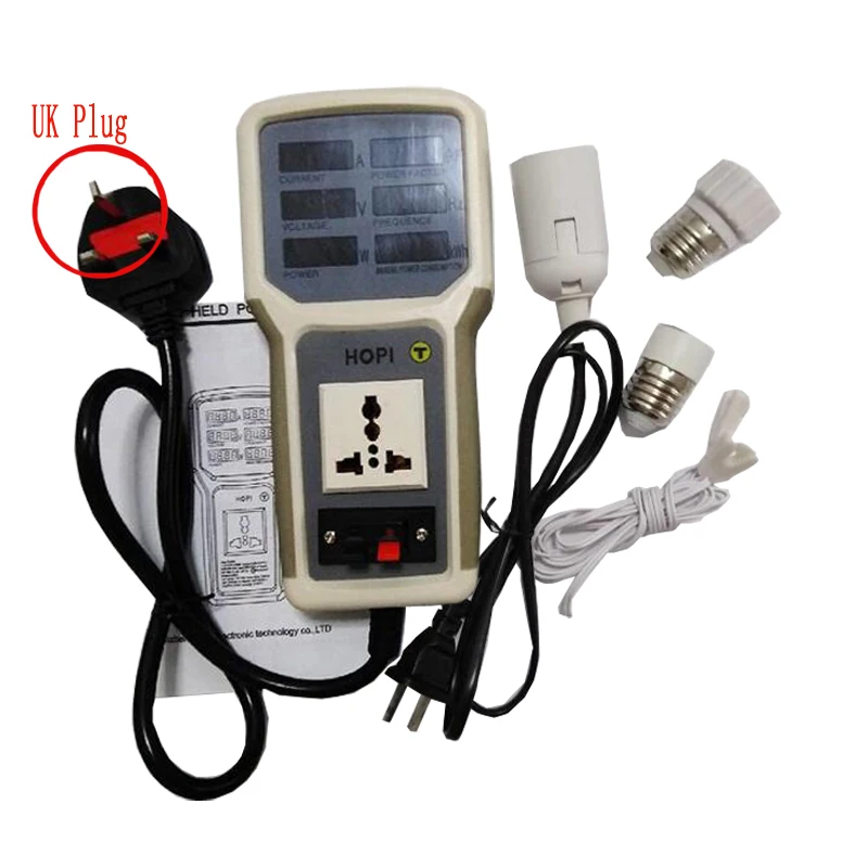 HOPI HP-9800 Handheld Power Meter Power Analyzer LED Metering Socket Measurable Current-voltage Power Factor