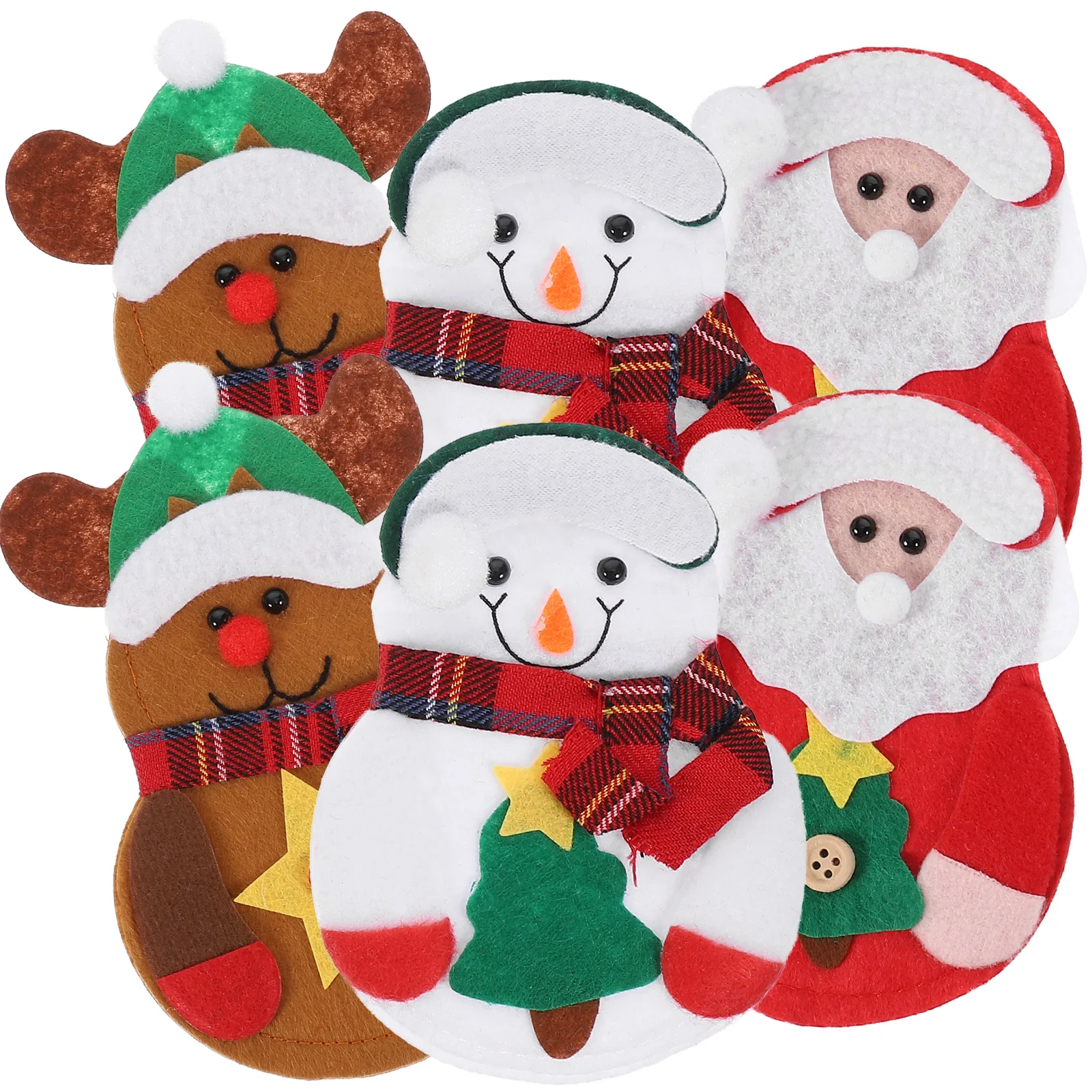 

6Pcs Christmas Knife Fork Bags Cute Decorations for Party Tableware Holder Spoon Elk Snowman Santa Claus