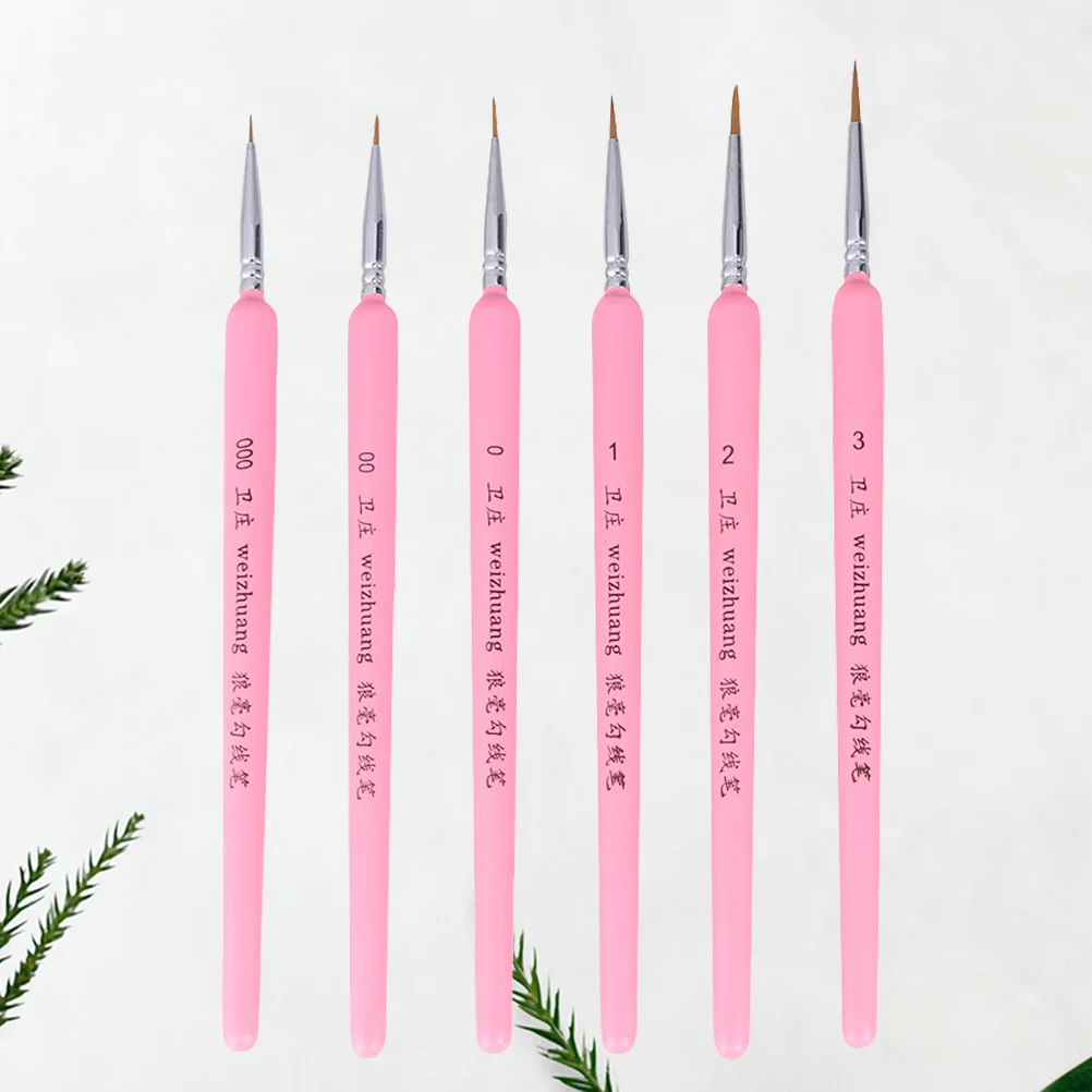 

6Pcs Wolf Hair Tip Professional Detail Paint Brush Fine Detailing Painting Drawing (Pink) detail paint brush set