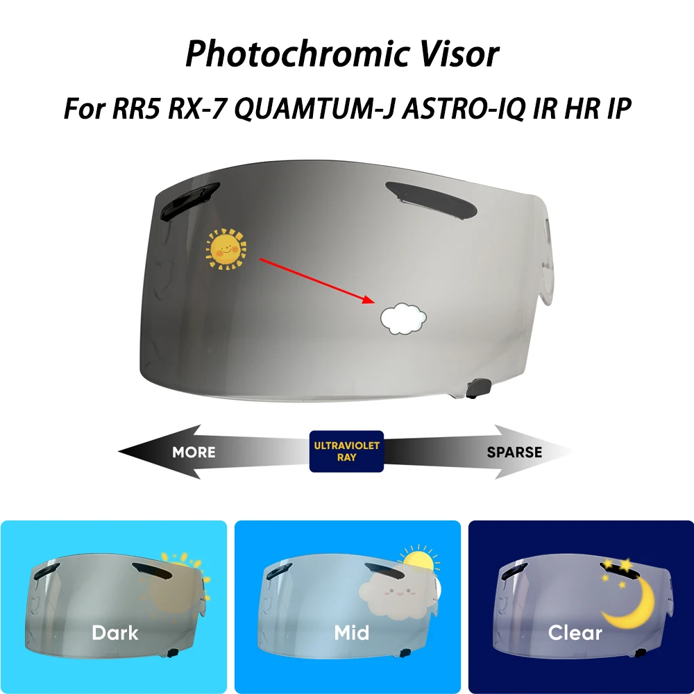 helmet Photochromic Visor For Arai RR5 RX-7 GP QUAMTUM-J ASTRO-IQ
