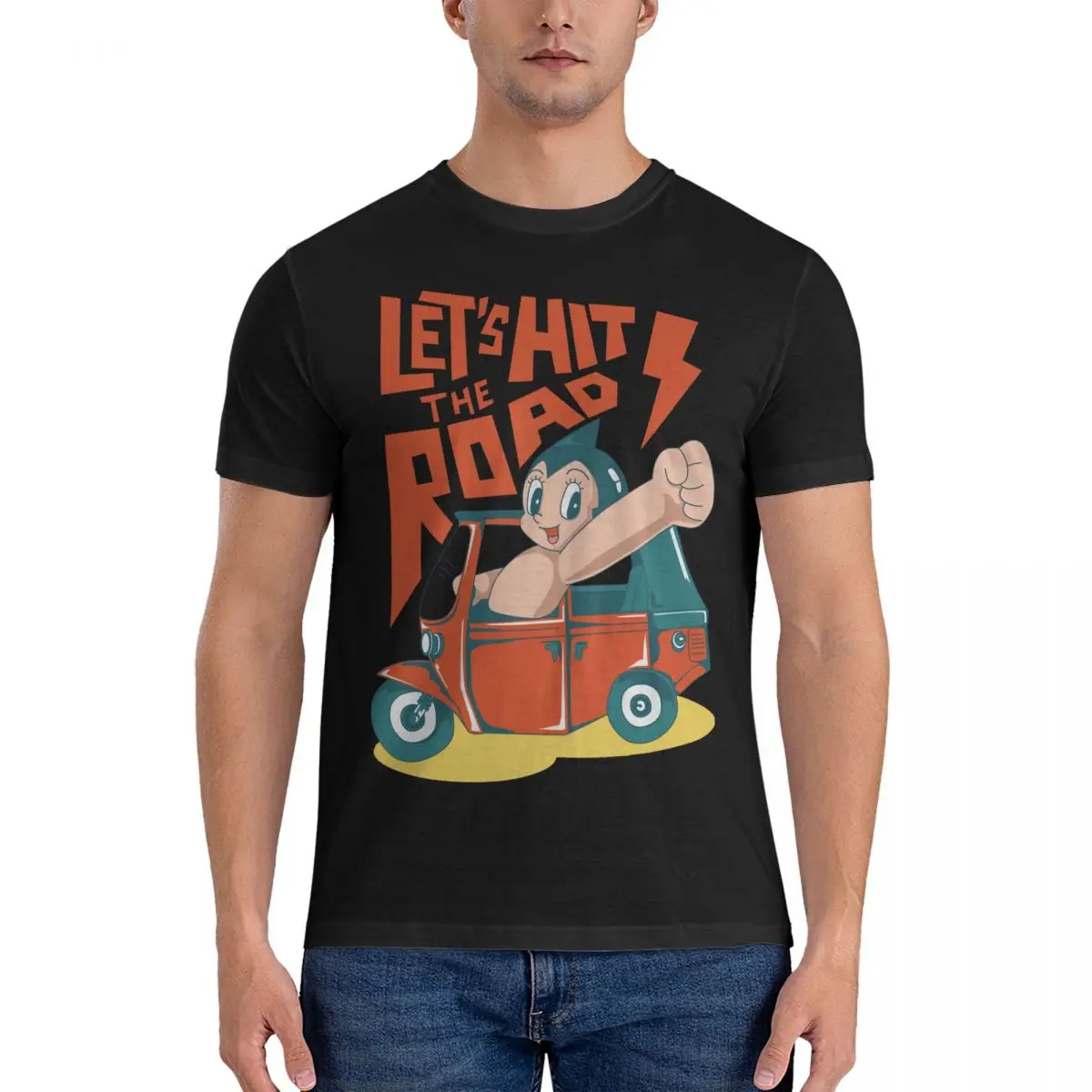 6259141972180_Astro_Boy_Tuk-Tuk_Bajaj T Shirt for Men 100% Cotton Hipster T-Shirt Round Neck Tee Shirt Short Sleeve Tops Summer