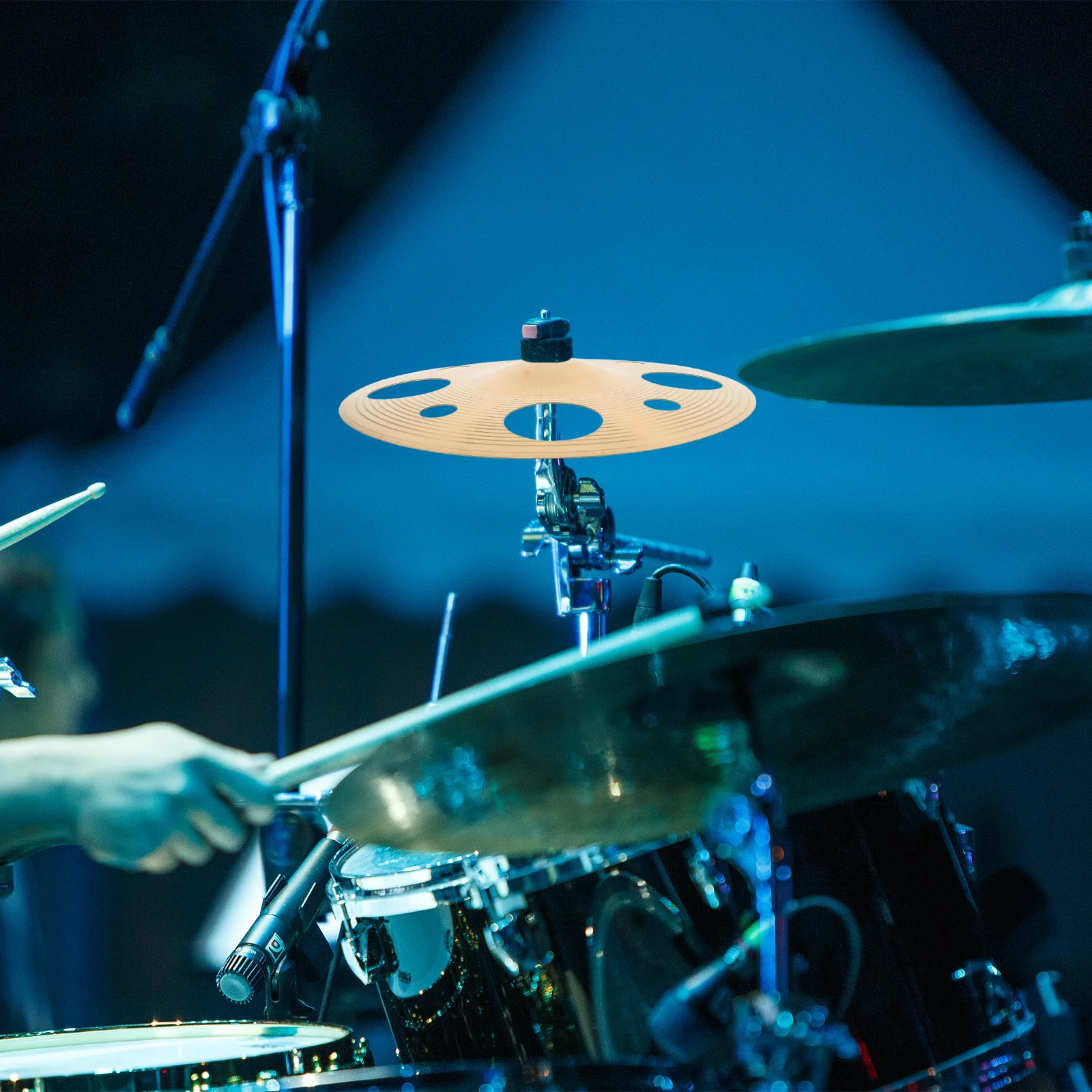 

Handheld Cymbal 10 Inch Alloy Unique Perforated Structure Crisp Bright Tone Enhanced Performance Drum Cymbals