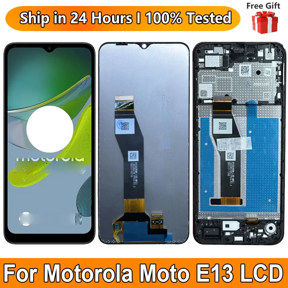 

6.5"New For Motorola Moto E13 LCD Display Touch Screen Sensor Digiziter Assembly Replace For Motorola Moto E13 With Frame