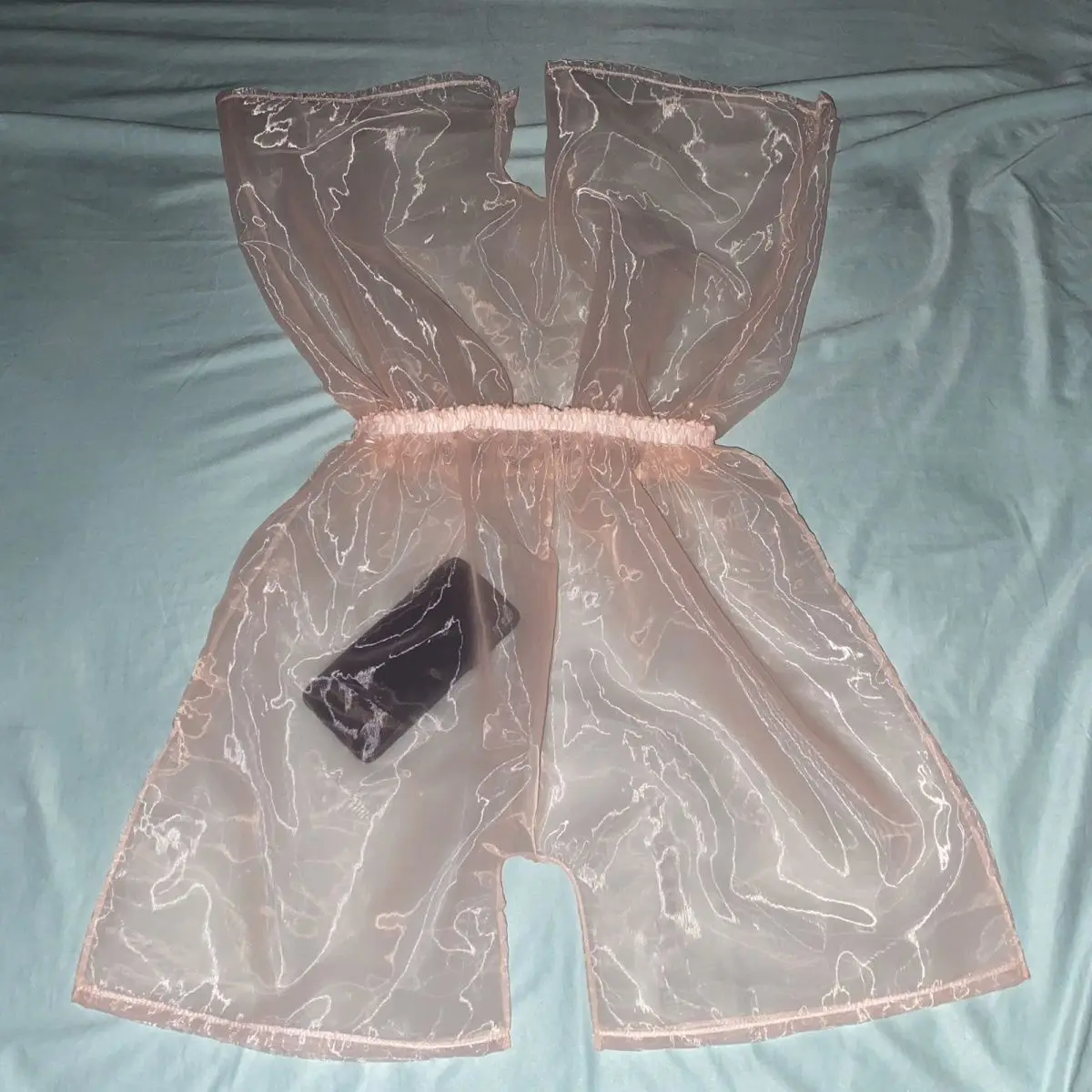 Double Layer Glossy Unisex See Through High Waist Sealmless Shorts Plus Size Home Bottoms