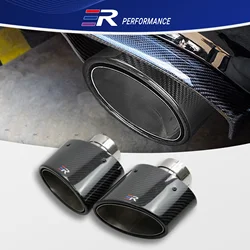 1piece ER Exhaust Racing Real Carbon Fiber Oval Shape Exhaust Tips for Universal car Exhaust Modified Muffler Nozzle Upgrade