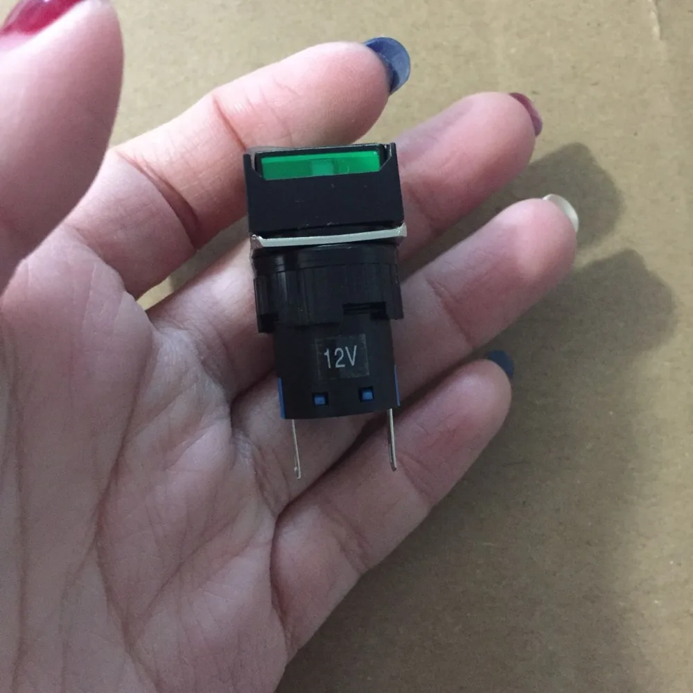 2 Pcs DC 12V Green Square Cap Indicator Light Accident Signal Lamp