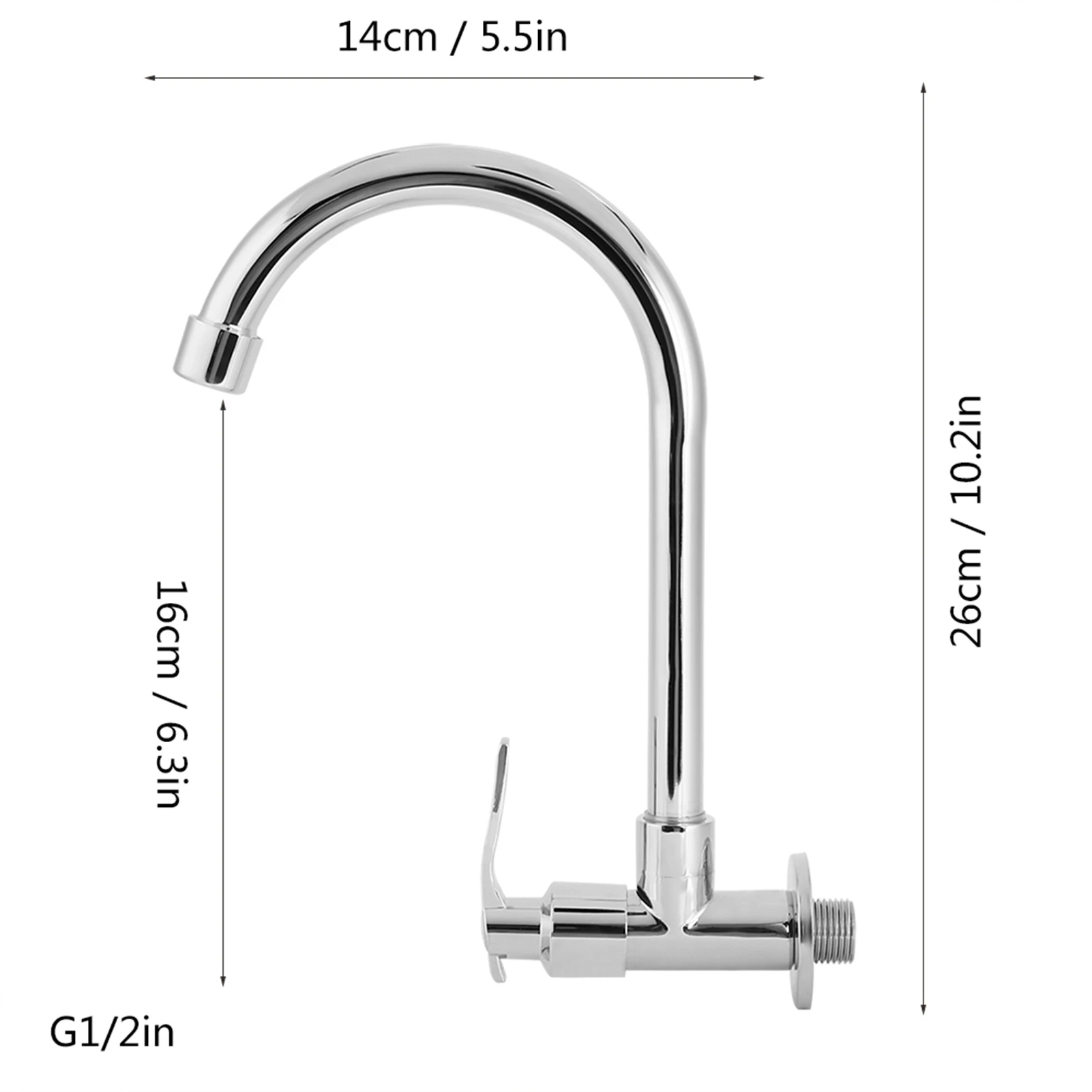 Huishoudelijke keukenkraan Enkele koude wandgemonteerde kraankraan G1/2in (zonder slang)