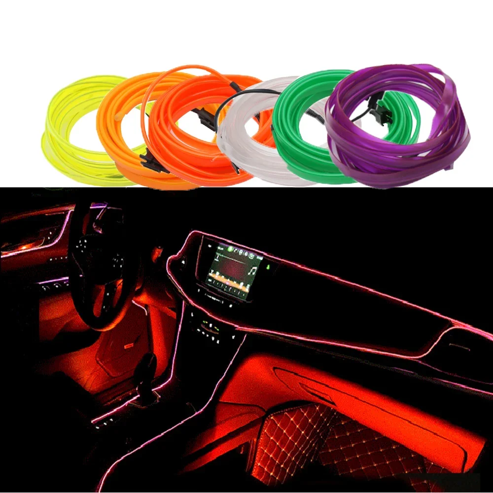 

1pcs Car Door Strip Led Atmosphere Car Line Lamp Interior Decorative Light Dashboard Reading Rope Line Flexible Lamps 12V Blue