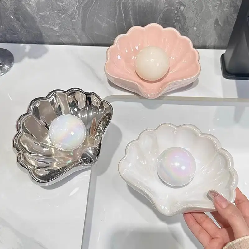 1/2Pcs Shell Shape Drain Soap Dish Holder Creative Home Soap Dishes Jewelry Boxes Storage Box Bathroom Accessories