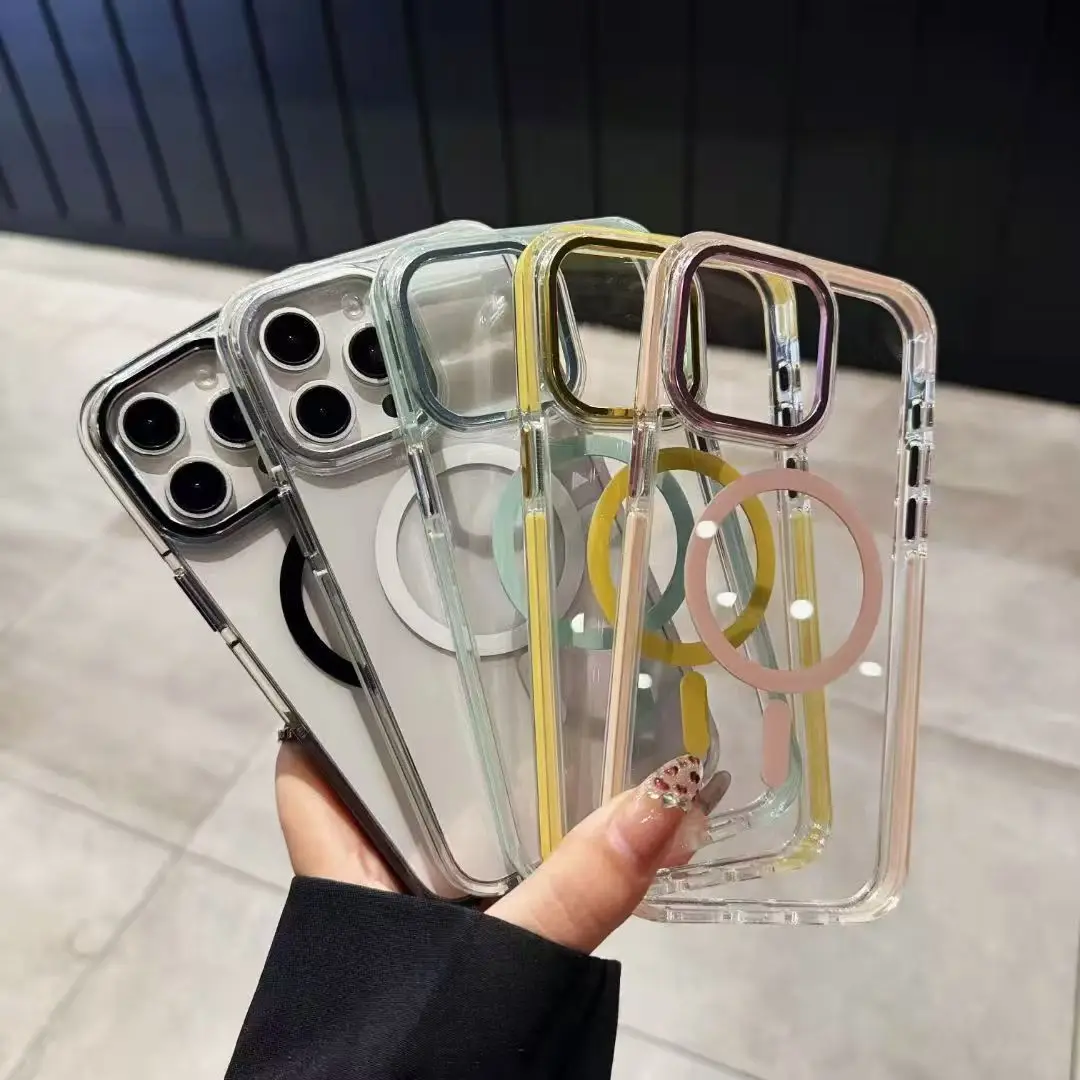 

Подходит для iPhone 15 16 Pro Max 14 13 12, защитный чехол для беспроводной зарядки, магнитный прозрачный чехол для телефона Magsafe