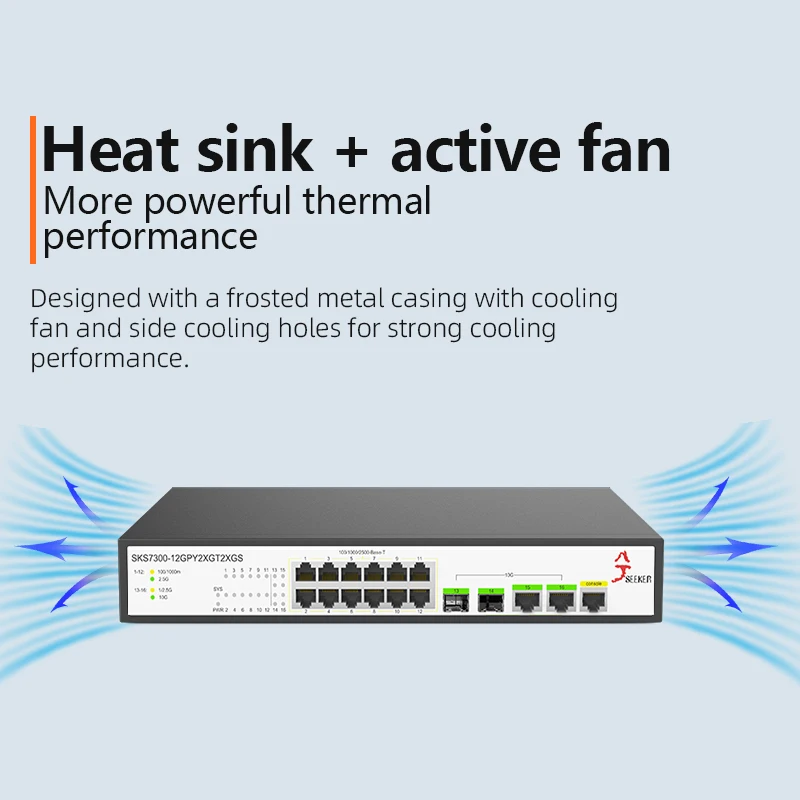 Imagem -02 - Switch Ethernet 25 Gbase-t Sfp Plus Uplink Rj45 Portas 25 Gbase-t 12 Portas 25 Gbps Xikestor16-port