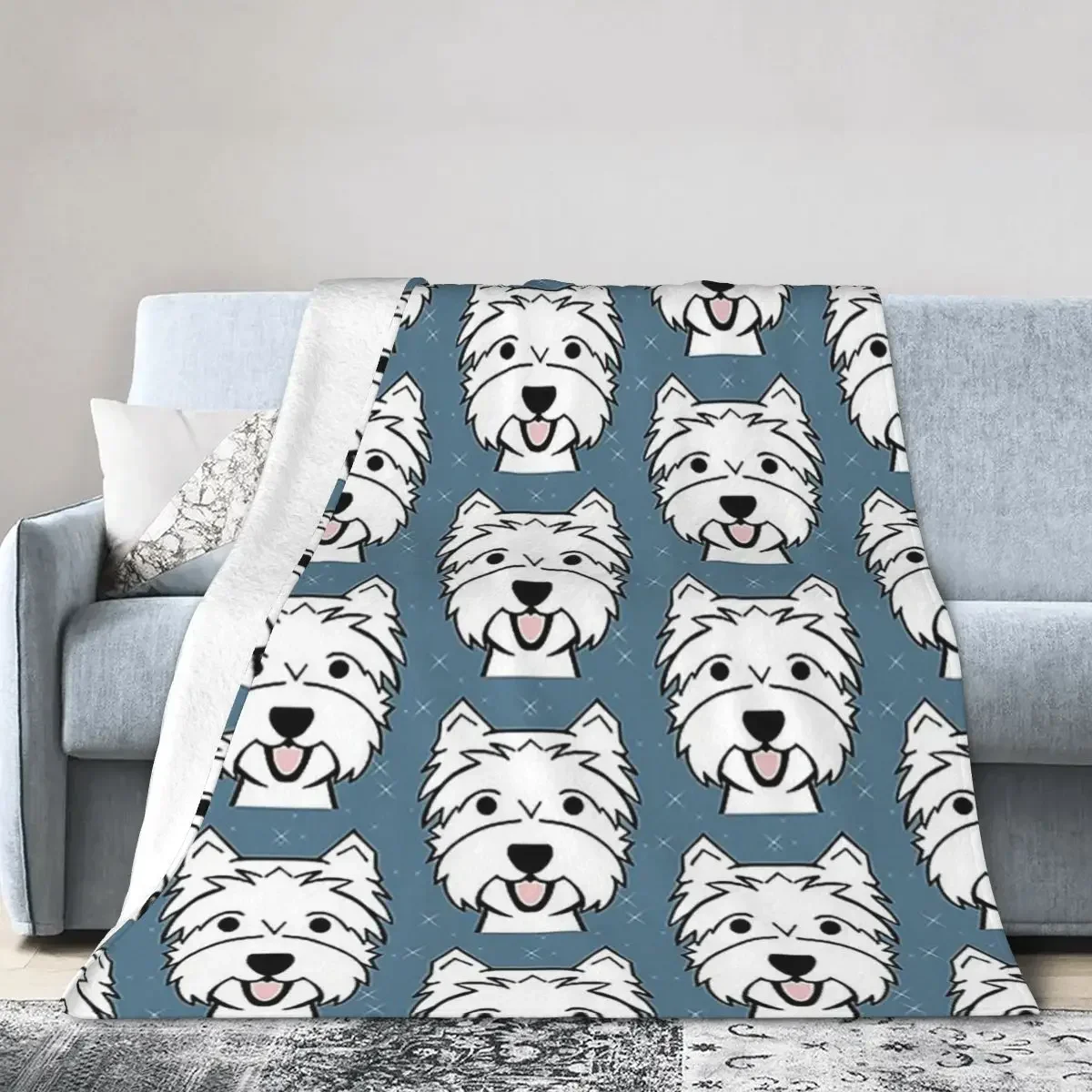 West Highland Terrier Westie DogsBlanket Soft Warm Flannel Throw Blanket Cover for Bed Living room Picnic Travel Home Couch