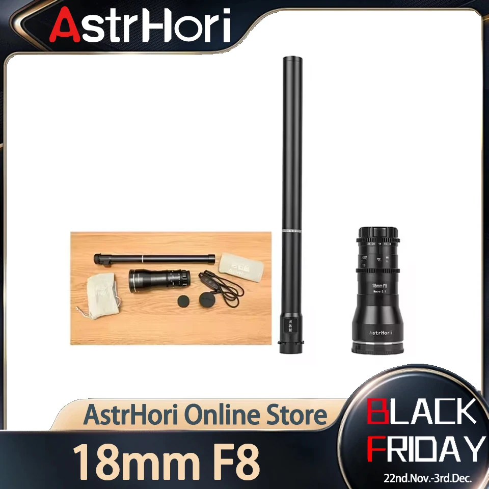 AstrHori 18mm F8 Macro 2X Camera Lens APS-C Probe Lens View Switching Camera Lens for Fuji X-T30 Nikon D3500 Canon EOS-5D