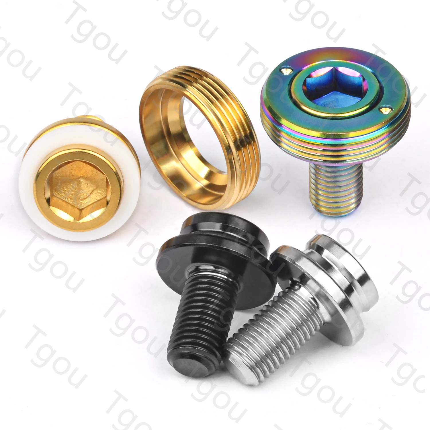 Tgou Titanium Bolt M8x15mm Square Hex Screws W/ Dust Cap Gasket for Pass Brompton Bottom Bracket Bike Ti Parts 1pcs