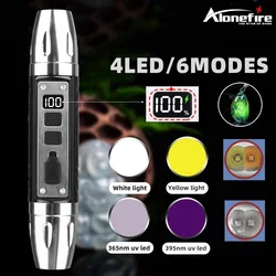 4LED 6modes 365/395nm Ultraviolet UV Flashlight Jewelry Jade Identification Amber Pet Stains Marker Ore Scorpion Light SV106