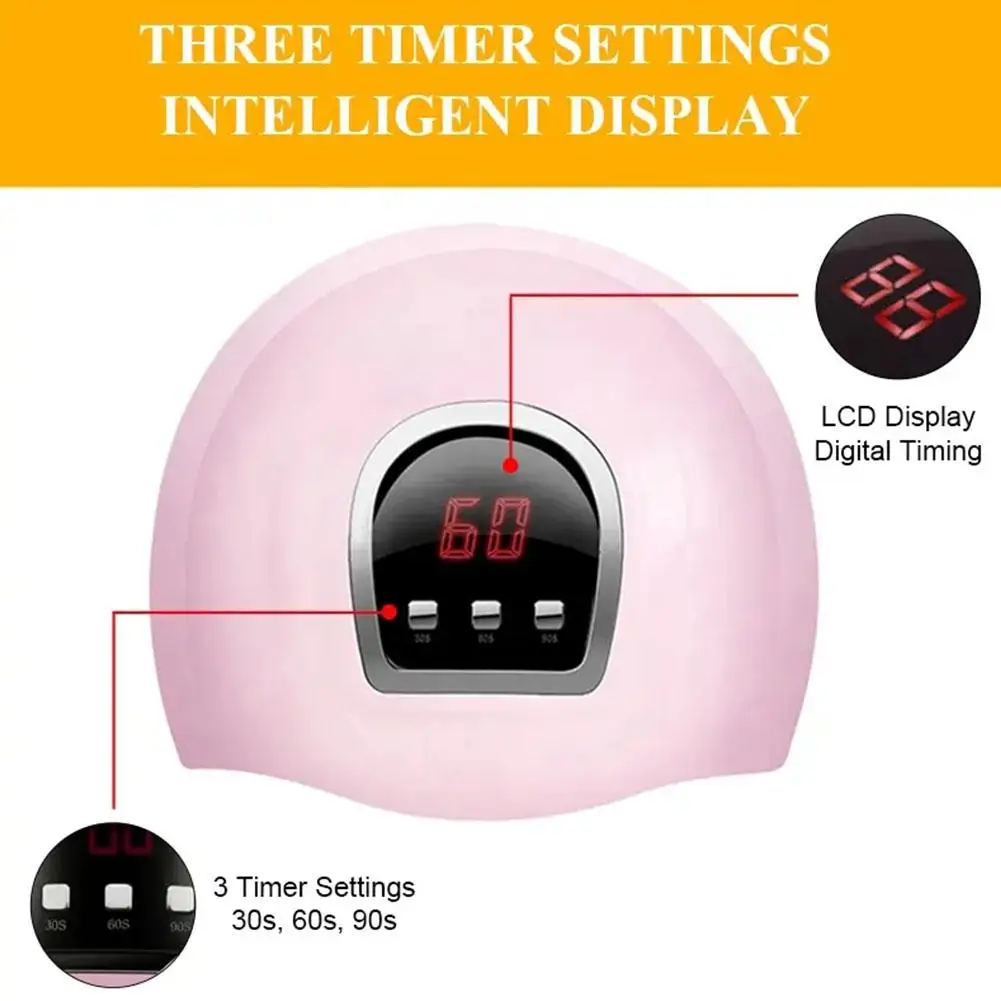 Sèche-ongles avec câble USB, lampe UV LED, lampe à usage domestique pour sécher le vernis, 18 sources touristiques, 54W