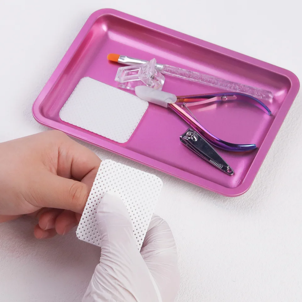 1 Pieza Bandeja de Almacenamiento de Acero Inoxidable Cuadrada para Cosméticos Plato de Manicura para Pinzas Cortaúñas Lápices Contenedor de Uñas Postizas Herramientas 5