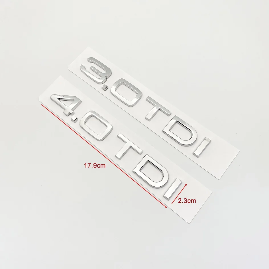 Autocollant de Coffre de Voiture 3D ABS Chrome Argent 2.0 2.5 3.0 4.0 5.0TDI 30 35 40 45 50 55 TDI pour Audi A1 A3 A4 A5 horizon A7 A8 Q2 Q3 Q5 Q7 TT