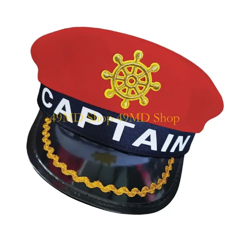 49MD Classical Adult Captain Hat Polyester Photoshoots Props Adjustable Closure Perfectly Fit Design For Cosplay Enthusiasts