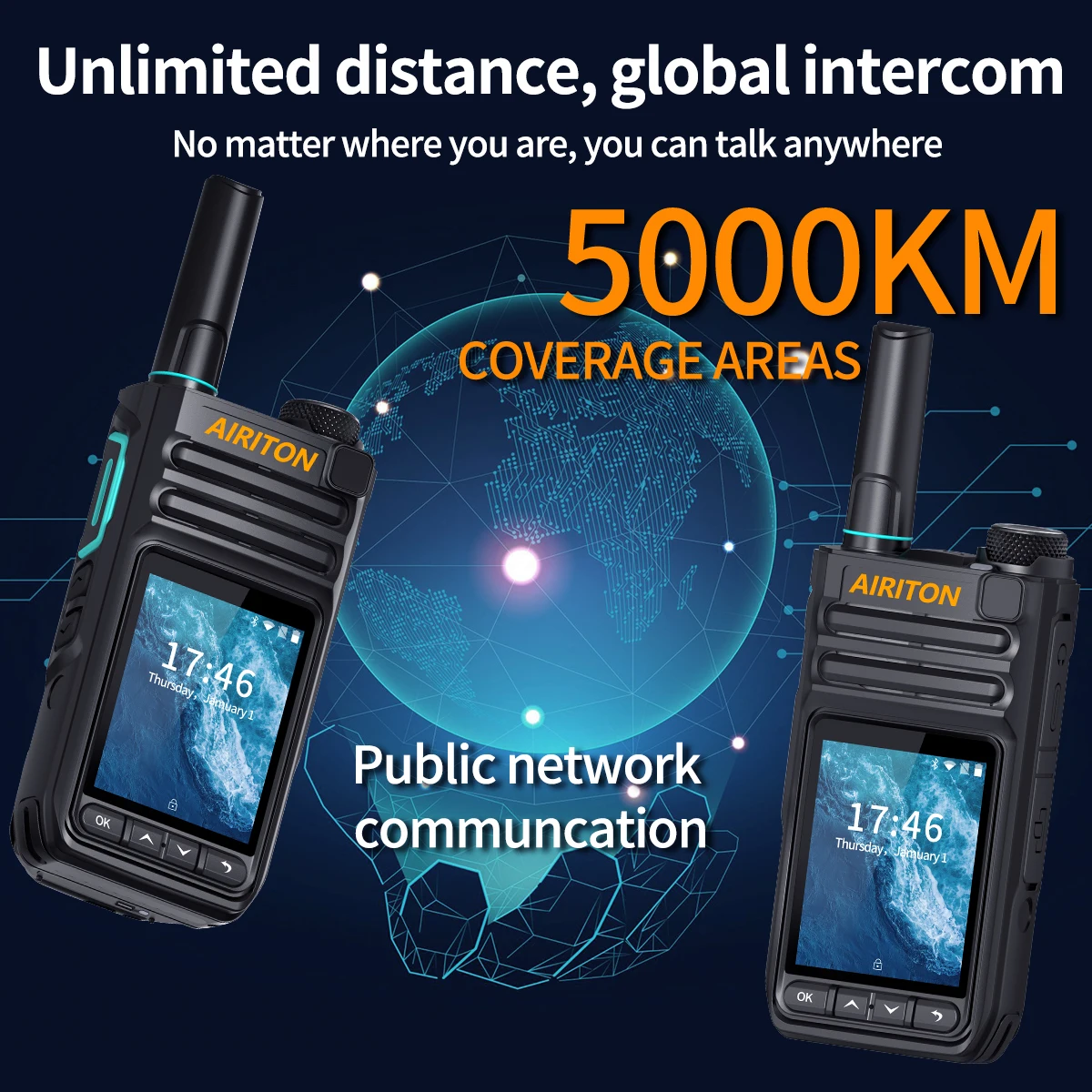 AIRITON AI-3288 شبكة لاسلكية تخاطب 2.4 بوصة شاشة تعمل باللمس Zello جديد كوالكوم الطلب نظام تحديد المواقع بلوتوث واي فاي 4G راديو لمسافة غير محدودة