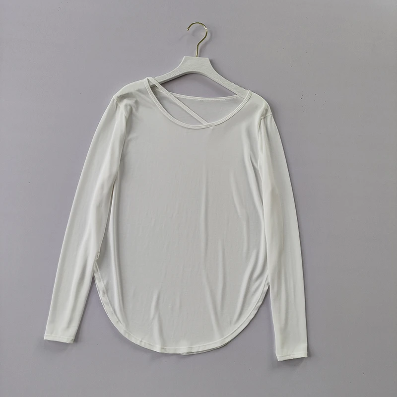 Sport-Top für Damen, lockeres Laufshirt, schnelltrocknend, großes, lässiges, atmungsaktives, schweißableitendes Yoga-Outfit, Langarmshirt – Detail 3