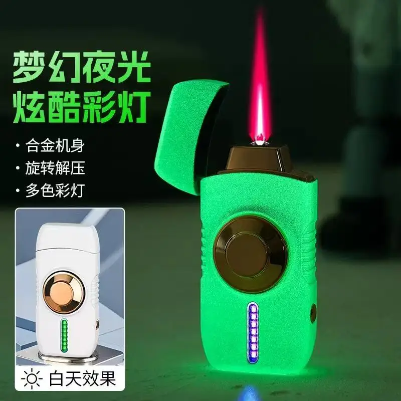 Smart Voice-Activated Metal Gyro Cigar Lighter with Multiple Color Effects High-End Light-Up Gift for Men
