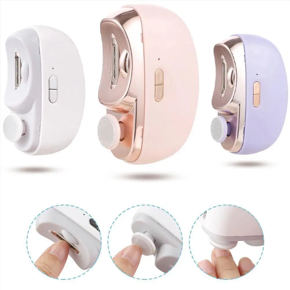 Automatic Electric Nail Clipper with Light & Nail Scraps Collector Silent Rechargeable Fingertip Trimmer Safe Nail Grinder