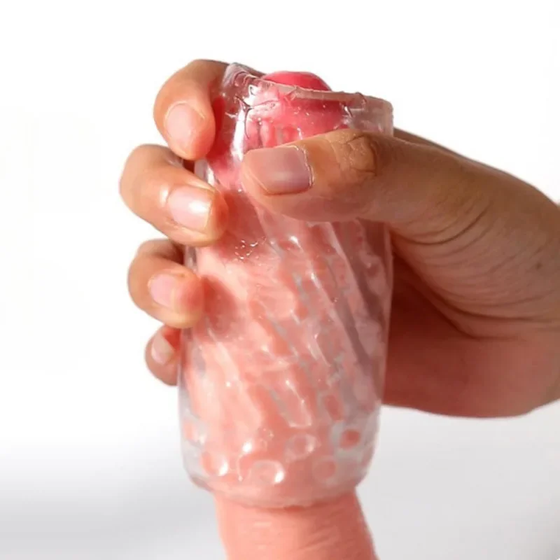 شفافة ذكر الاستمناء 9 سنتيمتر الاصطناعي كس المهبل للرجال حشفة تأخير مص القضيب مضخة المسامير التمارين الجنس لعب الكبار