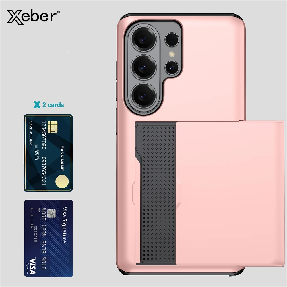 For Samsung Galaxy S26 S25 S24 Ultra S22 Plus S23 FE A37 A57 Wallet Cover Card Holder Slot Shockproof Phone Case Slider Card