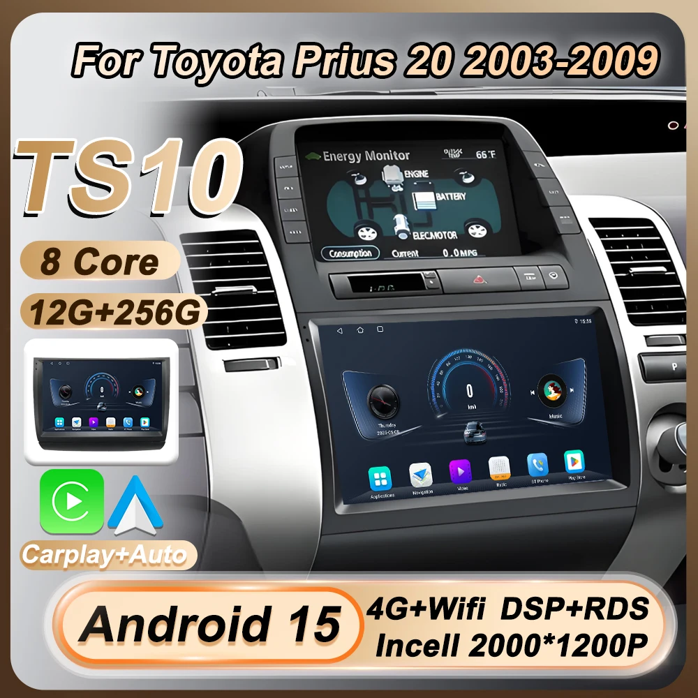 

Автомобильный радиоприемник 2 Din для Toyota Prius 20 2003-2009 Android 15 Carplay Стерео головное устройство Сенсорный экран GPS-навигация Bluetooth 8-ядерный