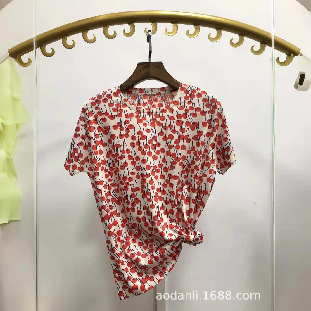 2026 Summer Short Sleeve Striped T Shirts Women Clothes Vintage Style Casual Cartoon Printed Female Tops Женская Одежда