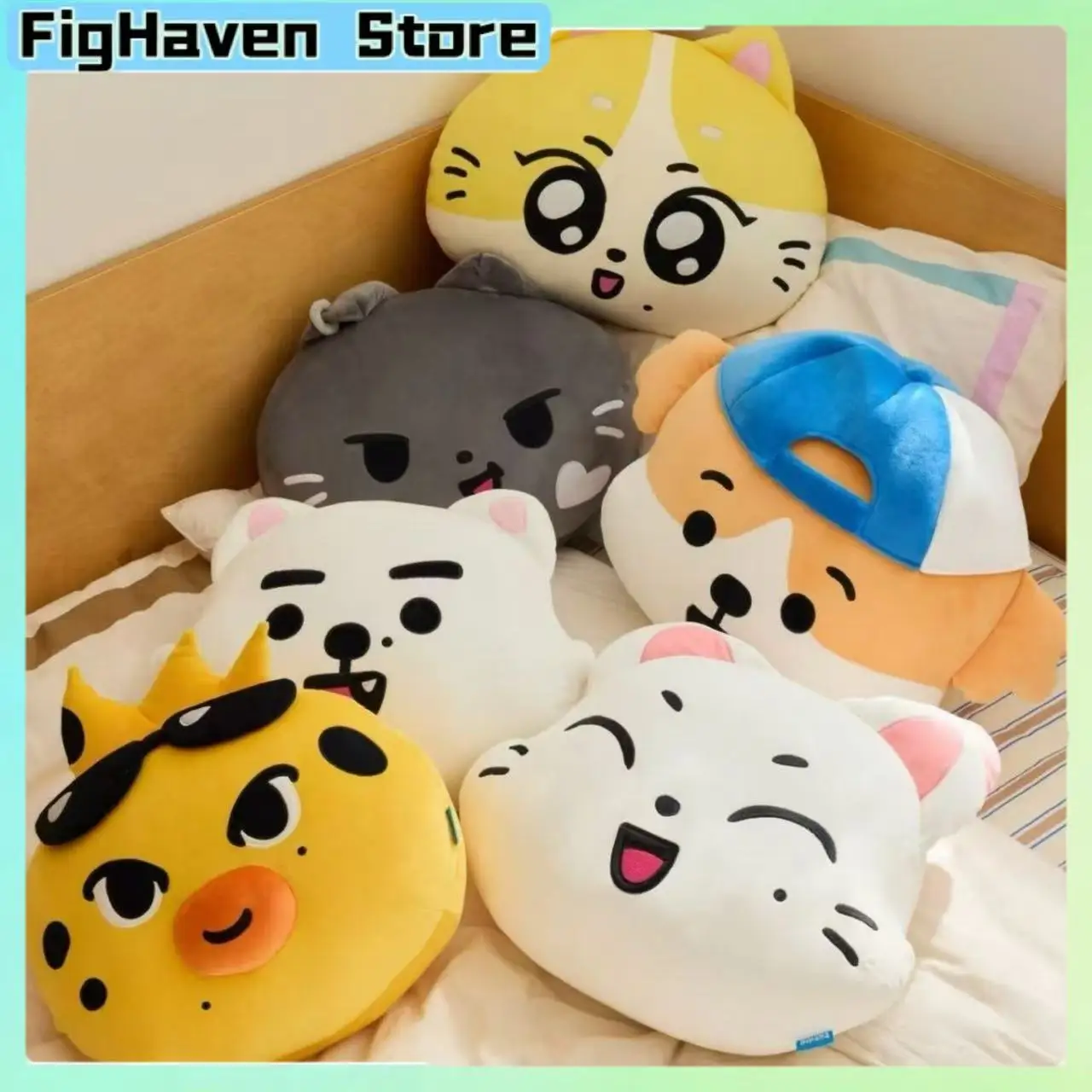 

Kawaii Cartoon Cat Dog Chick Big Face Plush Cushion Ultra Soft Stuffed Animal Pillow Bedroom Sofa Decor Birthday Fans Present