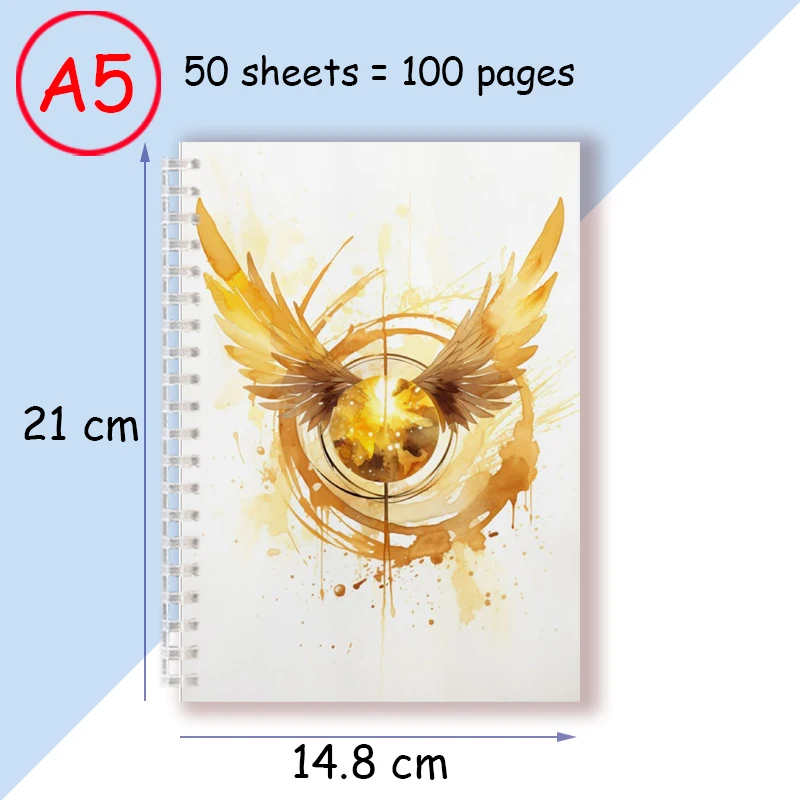 A5 Spiral Notebook Writing Note Book Fire-breathing Magic Wands Snitch Wings Halloween Christmas Harries Cosplay Gifts Toys