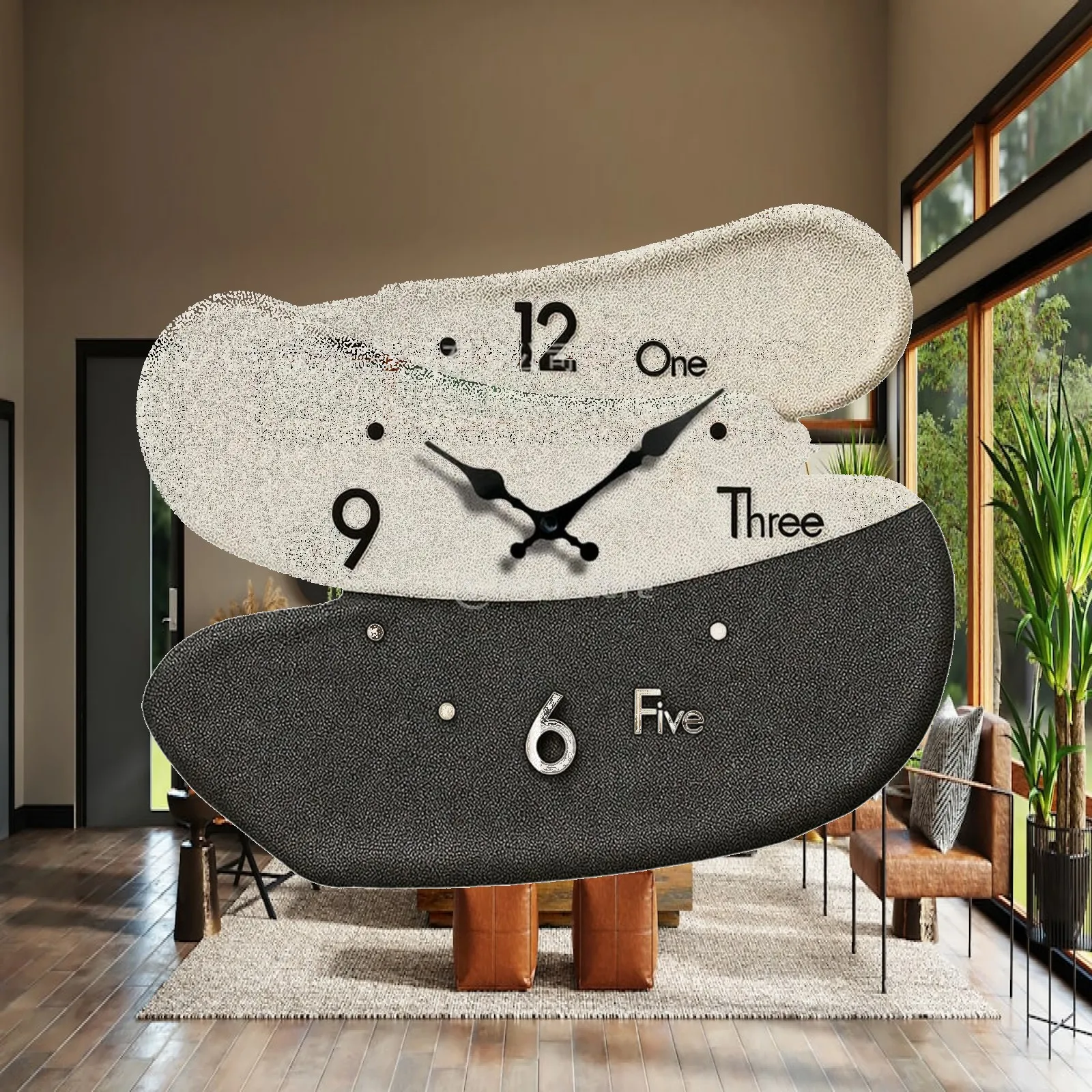 Geometric Wooden Wall Clock with Clear Number Markers for Contemporary Living Room Accent