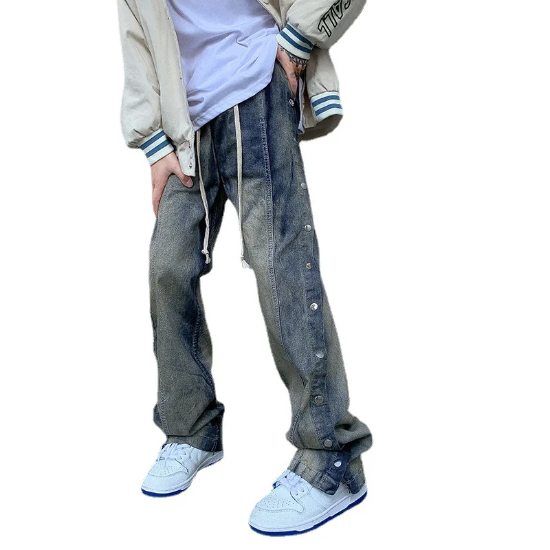 2022 frühling Neue Taste Hosen High Street Fashion Männer der Amerikanischen Street-Style Jeans Lose Gerade Boden Wischen Casual Hosen