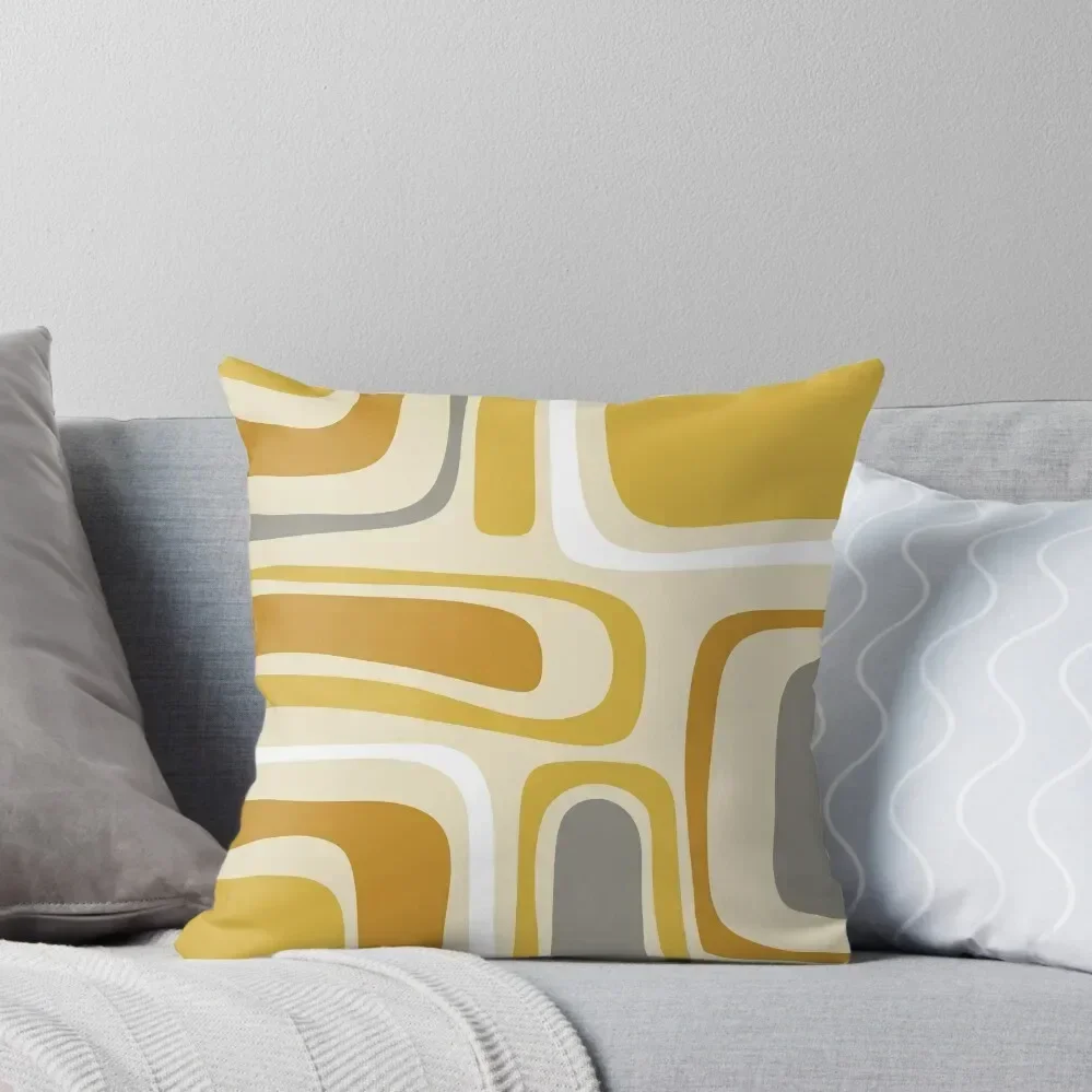 Palm Springs Retro Mid-Century Modern Abstract Pattern Mustard Ochre Grey Throw Pillow Pillow Cover anime girl pillow